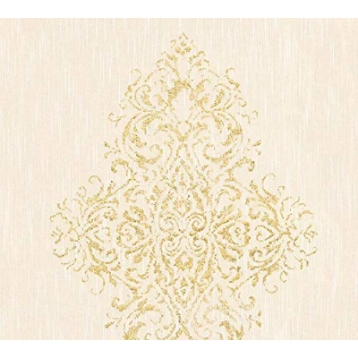 Afbeelding van Architects Paper Textielbehang Luxury wallpaper behang met ornamenten barok 10,05 m x 0,53 beige metallic Made in Germany 319452 31945 2