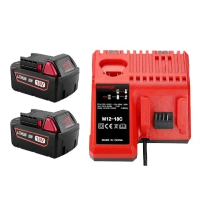 Afbeelding van CYDZ® 2 stuks 18V 5.0Ah batterij voor Milwaukee M18 48 11 1828 1840 C18B M18BX Li18 M18B4 XC met oplader M12