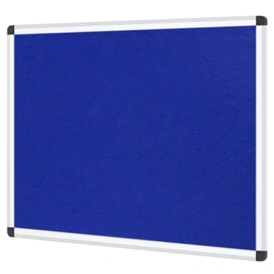 Afbeelding van VIZ PRO Prikbord textiel/vilt (blauw) met aluminium frame 90 x 60 cm