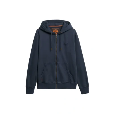 Afbeelding van Superdry Mannen Essential Logo Washed Hoodie met Rits Blauw Grootte: XL