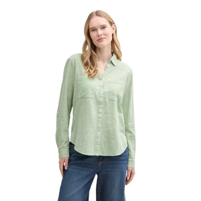 Afbeelding van TOM Tailor SLUB Structure Overhemdblouse, Dames, Maat: 36, True green
