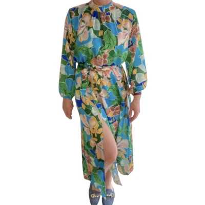 Afbeelding van Jurk, blauw gebloemd, One size