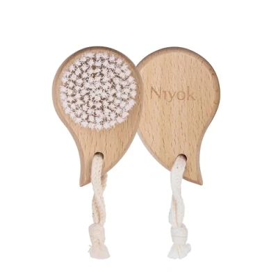 Afbeelding van Niyok® Gezichtsborstel van hout Reiniging &amp; peelingborstel voor gezicht Gezichtsmassaborstel met natuurlijke haren droge en plasticvrij duurzaam
