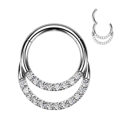 Afbeelding van Piercing titanium clicker double hoop ring 1.2x10