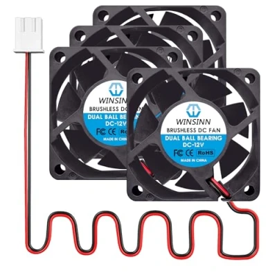 Afbeelding van WINSINN DC 60 mm ventilator 12V 6025 dubbele kogellagers 12 volt borstelloze koeling x 25 2PIN (verpakking van 4)