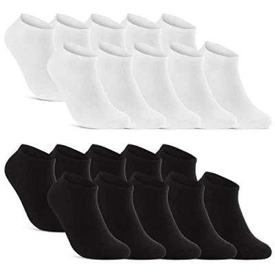 Afbeelding van 10 20 30 Sneaker Sokken Heren &amp; Dames Zwart Wit Grijs Katoen (10x + 10x 35 38)