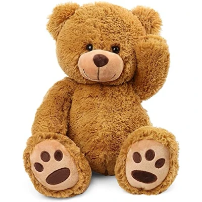 Afbeelding van LotFancy 50 cm teddybeer, knuffel, schattig knuffeldier knuffel met voetafdrukken cadeaus voor kinderen meisjes vriendin verjaardag, koffie