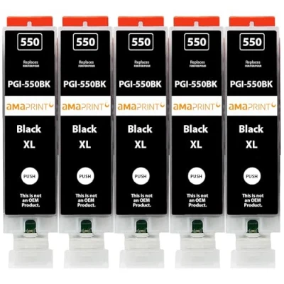Afbeelding van Amaprint 5 XL cartridges compatibel met Canon PGI 550 Zwart voor IP7250 IP8750 IX6850 MG5450 MG5550 MG5650 MG5655 MG6350 MG6450 MG6650 MG7150 MG7550 MX725 MX925