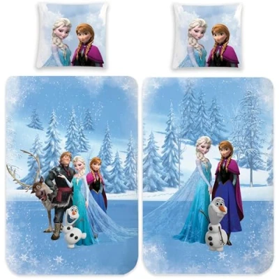 Afbeelding van Frozen kinderbeddengoed De ijskoningin Sven 135 x 200 cm + 80 100% katoen renforcé linon kwaliteit Disney Kristoff Snowman Elsa Anna Olaf Arendelle ritssluiting Duitse maat