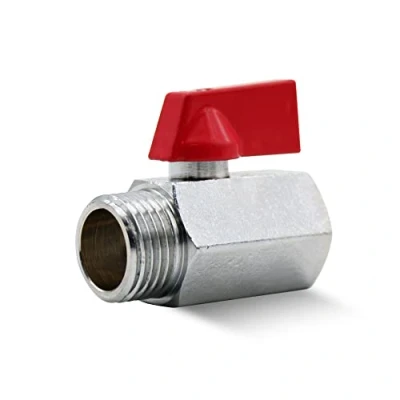 Afbeelding van DOJA Barcelona Mini kogelkraan rood 1/4&quot; M F van verchroomd messing voor waterpompen, tanks, buitenkranen, wateraansluitingen