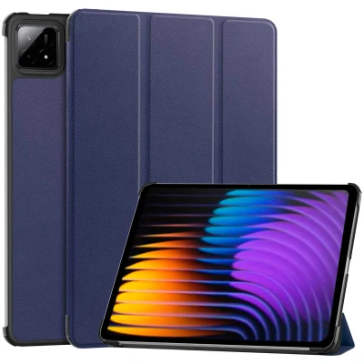 Afbeelding van Xiaomi Pad 7 Hoes: imoshion Trifold Bookcase Donkerblauw Kunstleder Tablet Hoezen