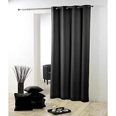 Afbeelding van Gordijn met ogen, metaal, 140 x 260 cm, polyester, eenkleurig, zwart