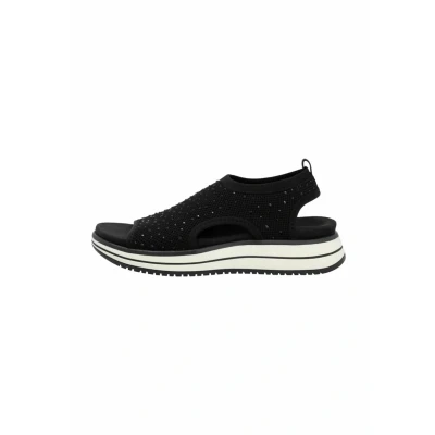 Afbeelding van Remonte Riemchen Sandalen met sleehak, Dames, Maat: 36, Schwarz Textiel