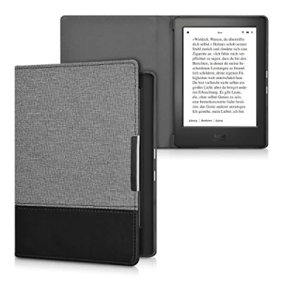 Afbeelding van kwmobile hoes compatibel met Kobo Aura H2O Edition 1 Canvas beschermhoes in donkergrijs/zwart Voor e reader