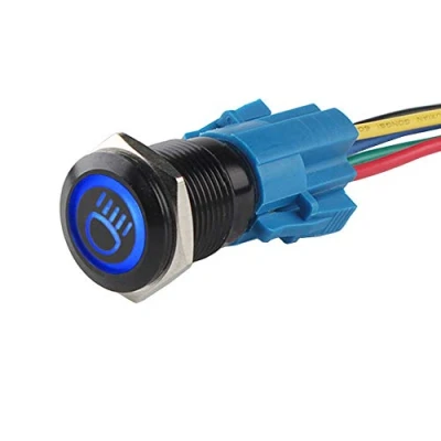 Afbeelding van ETOPARS Zwarte Schaal 19mm 12V 5A Auto Vrachtwagen Tuimelschakelaar Drukschakelaar Schakelaar Blauw Licht Grootlicht Wipschakelaar AAN/UIT Waterdichte Stekker Draad