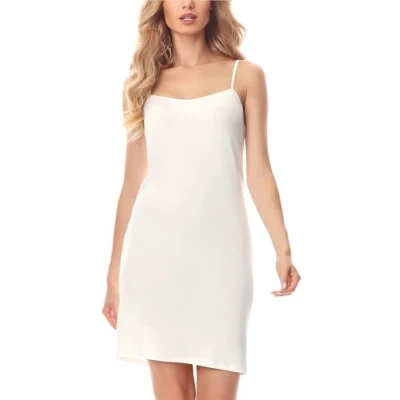 Afbeelding van Merry Style MS MS10 203 UW Dames Onderjurk Nachthemd kort V neck verstelbare Spaghetti bandjes Viscose Ecru S