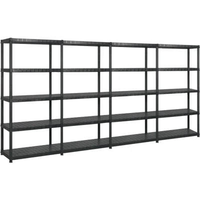 Afbeelding van vidaXL Opbergrek 5 laags 340x40x185 cm kunststof zwart