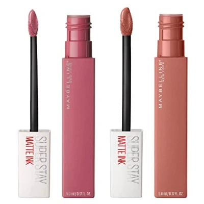 Afbeelding van Maybelline New York SuperStay Matte Ink Lippenstift Kleur 15 Lover + 65 Seductress 2 Lippenstiften met Puntige Applicator