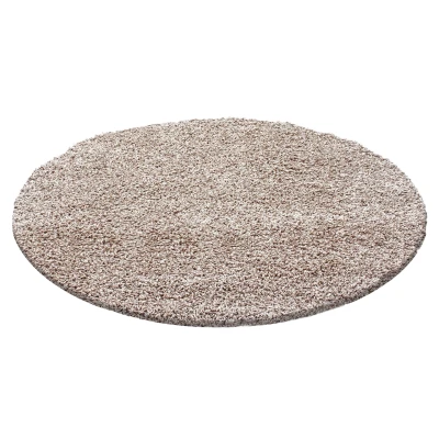 Afbeelding van Basic Shaggy vloerkleed Beige Hoogpolig 160 cm rond