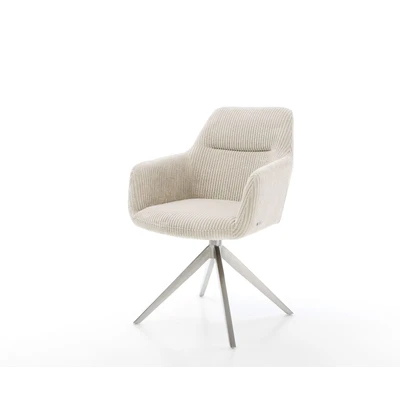 Afbeelding van DELIFE Draaistoel Pejo Flex koord beige kruisframe breed roestvrij staal 360 draaibaar rocker functie pocketveer kern