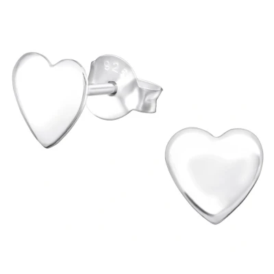 Afbeelding van JoyS Zilveren hartje oorbellen 6.5 x mm egaal / basic oorknoppen