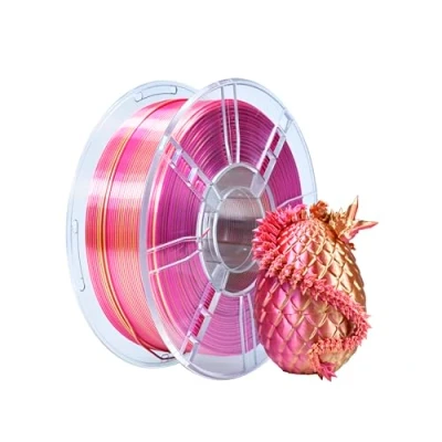 Afbeelding van iBOSS PLA Plus 3D printerfilament, PLA+ filament 1,75 mm tweekleurig zijdefilament, co extrusie glanzend printfilament 1 kg voor FDM printer, roodgoud