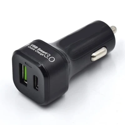 Afbeelding van Autolader met Quick Charge 3.0 technologie, een USB A aansluiting en krachtige C aansluiting, 30 W, auto oplader voor smartphone/iPhone/iPad/MacBook/tablet/laptop/Samsung/Huawei enz.