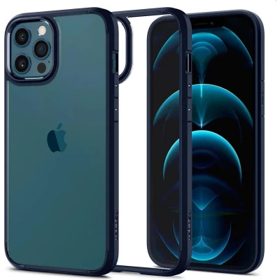 Afbeelding van Apple iPhone 12 Pro Max Hoesje Kunststof Spigen Hardcase/Backcover Donkerblauw Telefoonhoesje Shockproof/Valbescherming