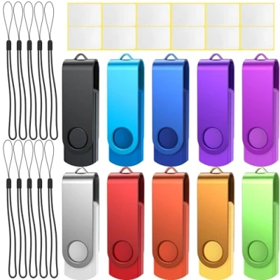 Afbeelding van Memory Stick 32GB 10 Stuks USB 2.0 Flash Drive Uflatek Swivel Storage Thumb Meerkleurig 32 GB