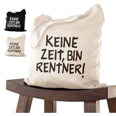 Afbeelding van Afscheidsgeschenk Rentner tas, 38 x 42, voor pensionering als bedankje bij pensioen of collega‘s, afscheidsfeest, verjaardag, spreuk
