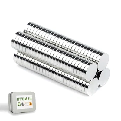 Afbeelding van UTOMAG Neodymium magneten 5 X 1 mm Extra sterke DIY kleine multifunctionele ronde whiteboardmagneten voor kantoor, ambachten, koelkast, prikbord, kennisbord, fotomagneet (100 stuks)
