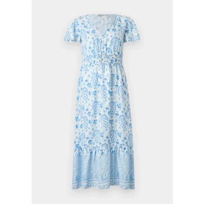 Afbeelding van ONLY Onlmarianne LIFE MIDI Dress Jurk, Dames, Maat: XS, Cloud dancer/blue