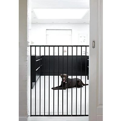 Afbeelding van BabyDan Scandinavisch huisdierontwerp extra hoog uitschuifbaar, 62,5 106,8 cm/24,6 42 inch breed, 103 cm/40,5 hoog, uitschuifbaar traphekje, metaal, zwart, gemaakt in Denemarken