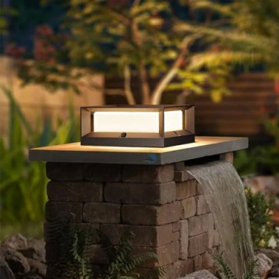 Afbeelding van QEGY LED Paalverlichting Buitenlamp Vierkant Klassiek, Gegoten Aluminium Sokkellamp Met Acryl Lampenkap, Ip55 Waterdichte Tuinpadlamp Zwarte Hek Paallamp,M