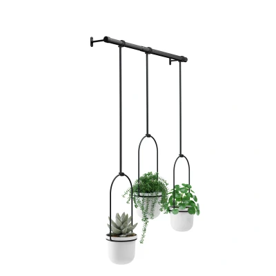 Afbeelding van Umbra Bloempot Triflora Hangend Set Van 3 Wit Zwart 64x15x110cm