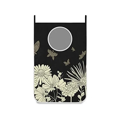 Afbeelding van hengpai Kinderen Leuke Hangende Wasmand Bag Vuile Kleding Tas Mand Stof Waszak Met Deur Muur Haken,Flora