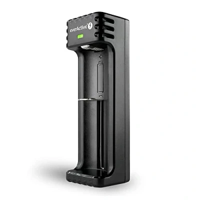 Afbeelding van everActive Oplader voor 1 stuks Li ion batterijen zoals 18650, professioneel, snel, micro USB, model: LC 100, zwart