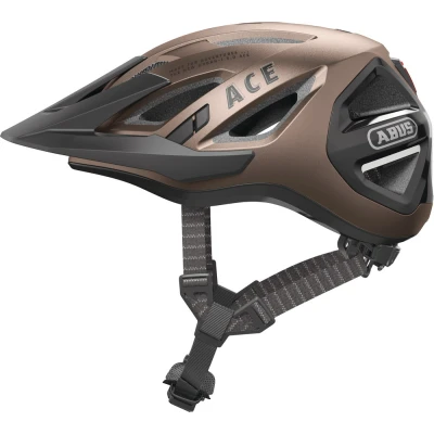 Afbeelding van ABUS Urban I 3.0 ACE cityhelm sportieve fietshelm met LED achterlicht, verlengd scherm en magneetsluiting voor mannen vrouwen bruin, maat L