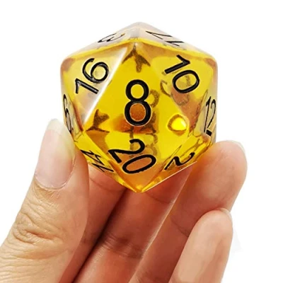 Afbeelding van Bescon DICE Amber Jumbo D20 38MM, grote dobbelstenen met 20 zijden, kubus gezichten, 1,5 inch