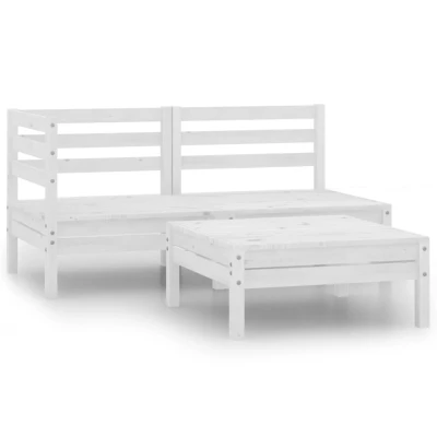 Afbeelding van 3 delige Loungeset massief grenenhout wit