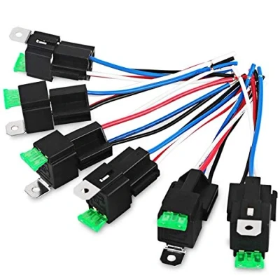 Afbeelding van Fasizi 6Pcs 12V 30A Zekering Relais Schakelaar Harnas ATO/ATC Blade Zekering, 4 Pin SPST Automotive Elektrische met Heavy Duty 14 AWG Draden