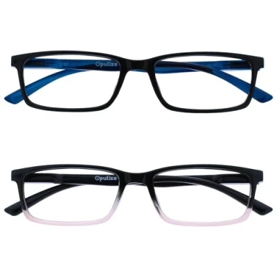 Afbeelding van Opulize See 2 Stuks Blauw Licht Blokkeert Leesbril Zwart Roze Computer Gamen Ontspiegeld Mannen Vrouwen BB9 14 +1,50