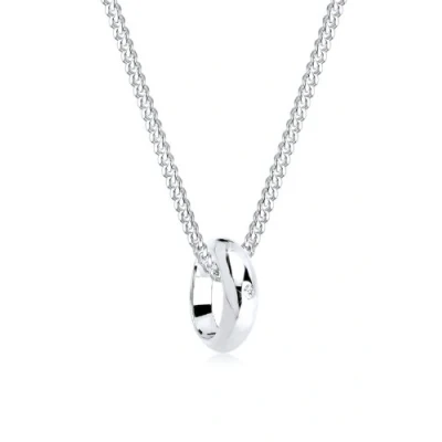 Afbeelding van Elli DIAMONDS Dames Cirkelring Hanger met Diamant (0.005 ct) in 925 Sterling Zilver Wit