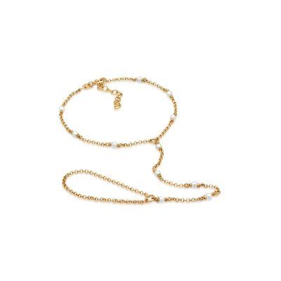Afbeelding van Elli Dames Armband handketting trend met schelpkern kralen in 925 sterling zilver verguld