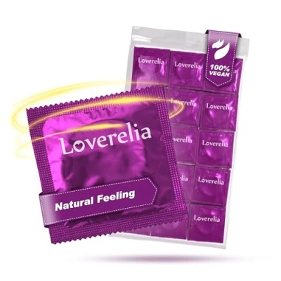 Afbeelding van Loverelia condooms &quot;Natural Feeling&quot; realistisch en intens vrijen perfecte pasvorm gemakkelijk afrolbaar natuurlijk rubberlatex vegan echt gevoel verpakking van 100 (2 x 50 stuks)