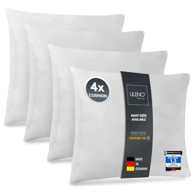 Afbeelding van LILENO HOME Set van 4 kussen vulling 45x45 cm Binnenkussen wasbaar op 40C geschikt voor mensen met allergieën Polyester bank, sofa, cocktail, en hoofdkussen