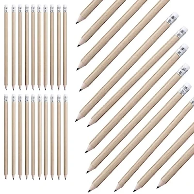Afbeelding van noTrash2003 100 stuks natuurlijke houtkleurige potloden met gum, HB, voorgeslepen, 19 cm lengte, voordeelverpakking duurzaam