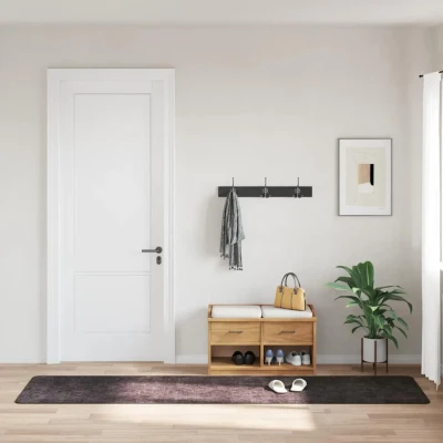 Afbeelding van Vloerkleed wasbaar anti slip 80x300 cm antracietkleurig
