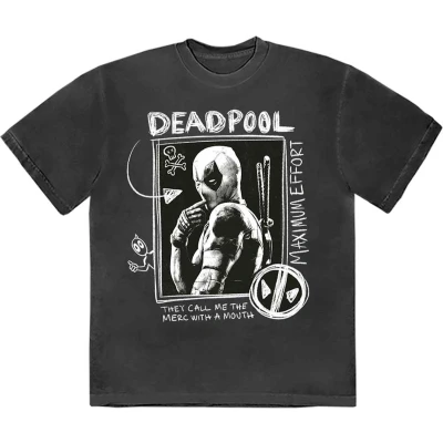 Afbeelding van Marvel Deadpool Merc With A Mouth Max Effort Heren T shirt M Zwart