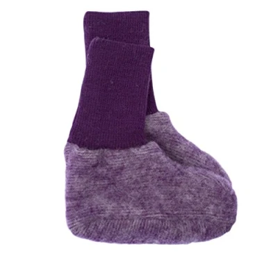 Afbeelding van Cosilana, Baby fleece schojes, 60% wol kbT en 40% katoen KBA (vanaf 62/68 met noppen), lila, gemêleerd, 3 6 maanden